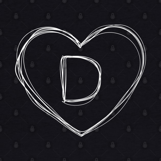 Letter D with heart frame in lineart style by KondeHipe